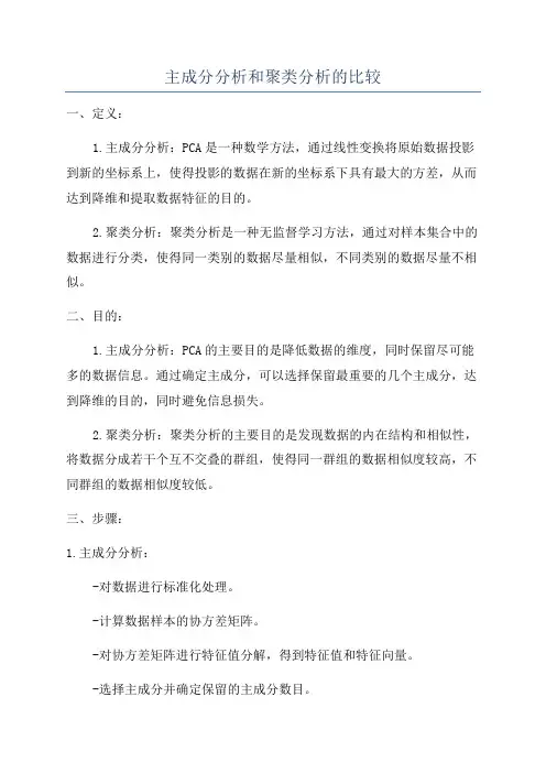 主成分分析和聚类分析的比较