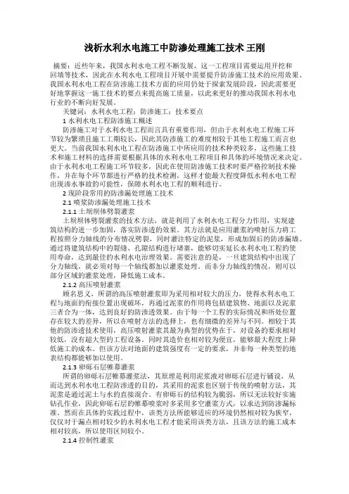 浅析水利水电施工中防渗处理施工技术 王刚
