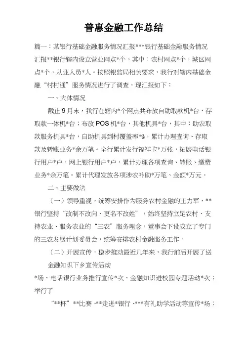 普惠金融工作总结doc