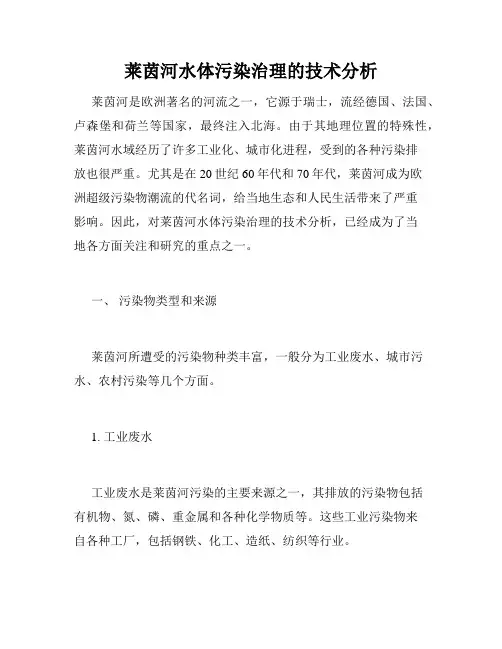 莱茵河水体污染治理的技术分析