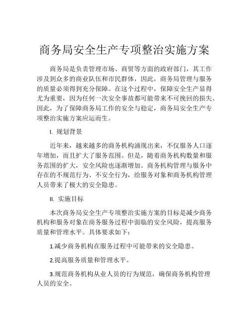 商务局安全生产专项整治实施方案