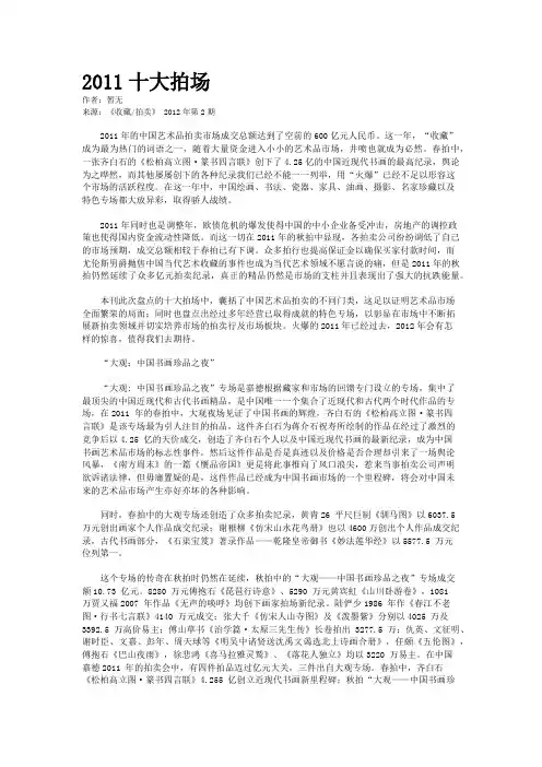 2011十大拍场
