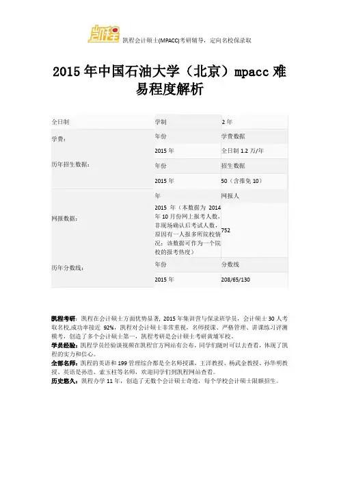2015年中国石油大学(北京)mpacc难易程度解析