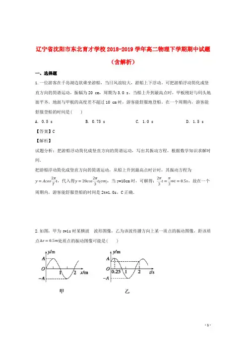 辽宁省沈阳市东北育才学校2018_2019学年高二物理下学期期中试题(含解析)