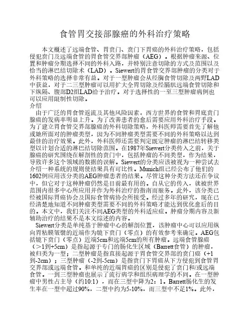 胃食管交界部肿瘤的外科治疗策略