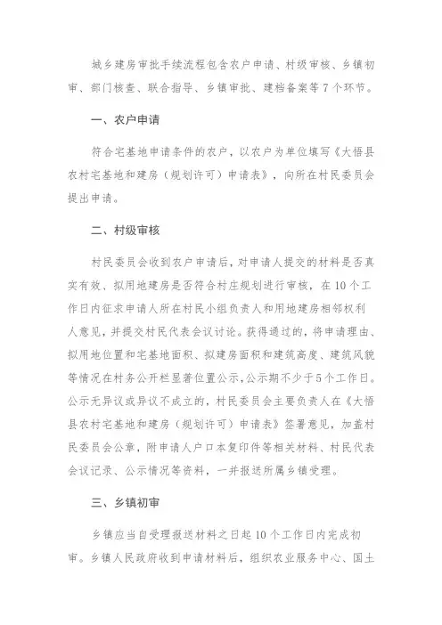 城乡建房审批手续流程