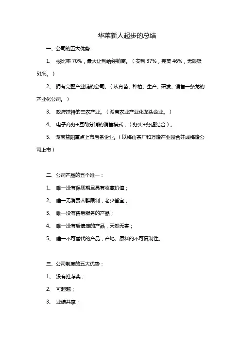 华莱新人起步的总结