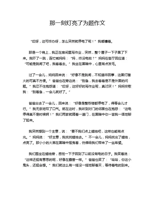那一刻灯亮了为题作文