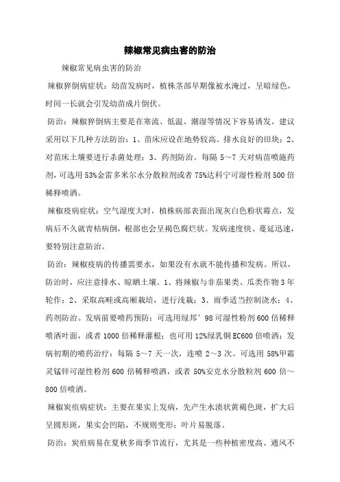 辣椒常见病虫害的防治