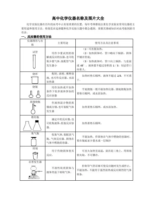 高中化学仪器名称及图片大全