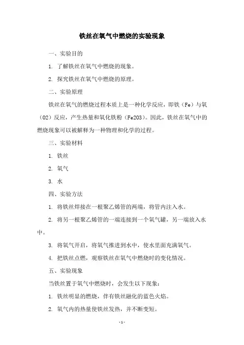 铁丝在氧气中燃烧的实验现象