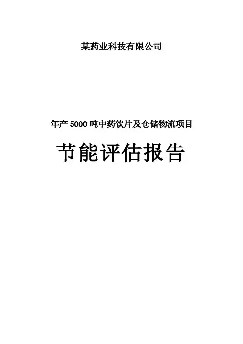 年产5000吨中药饮片及仓储物流项目节能评估报告