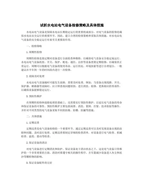 试析水电站电气设备检修策略及具体措施