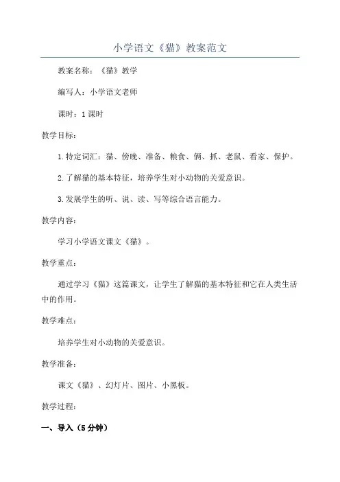 小学语文《猫》教案范文