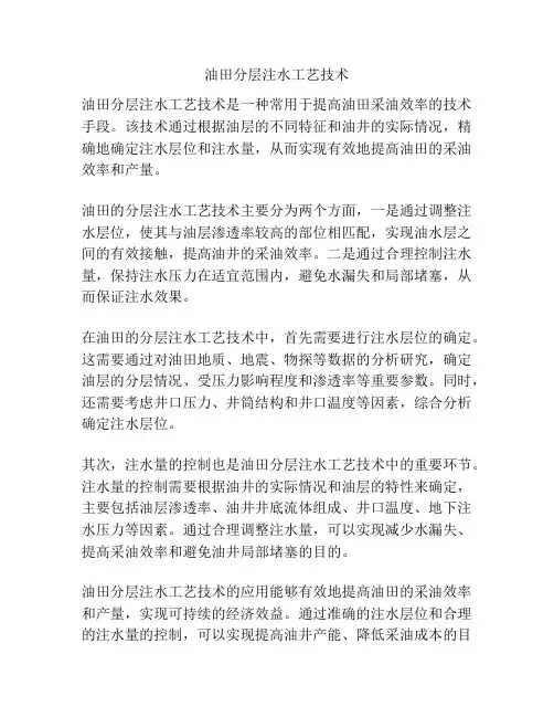 油田分层注水工艺技术