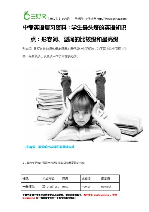 中考英语复习资料：学生最头疼的英语知识点：形容词、副词的比较级和最高级