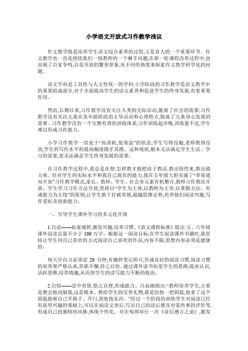 小学语文开放式习作教学浅议