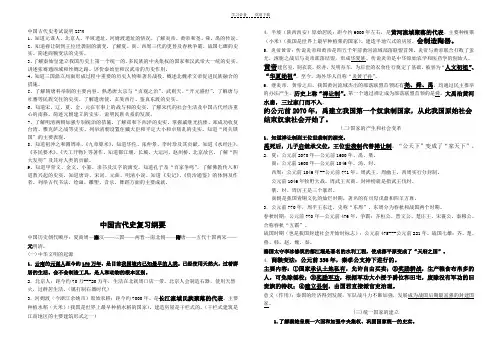 初中中国古代史复习提纲完整版