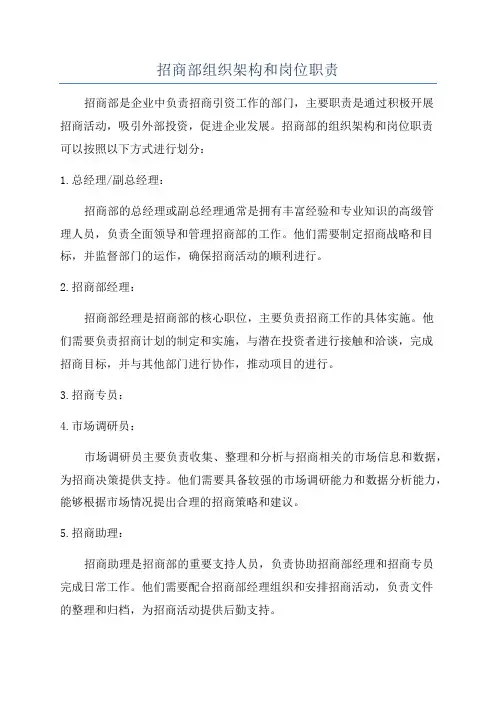 招商部组织架构和岗位职责