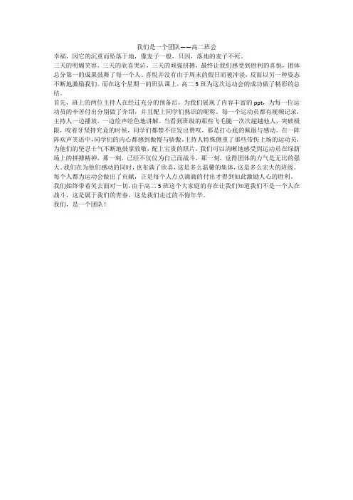 我们是一个团队——高二班会