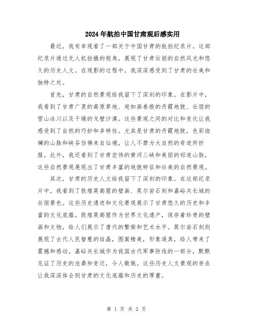 2024年航拍中国甘肃观后感实用