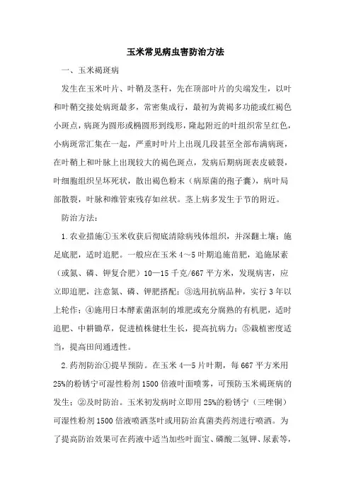 玉米常见病虫害防治方法