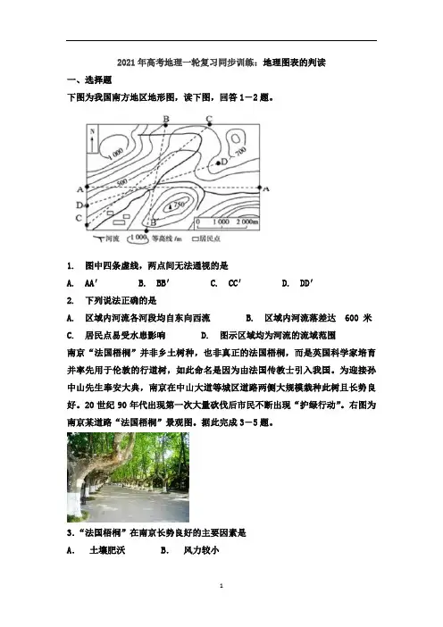 高考地理一轮复习同步训练：地理图表的判读