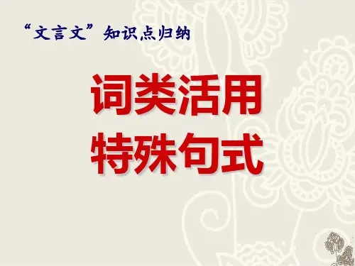 2020高考专题复习·词类活用和特殊句式