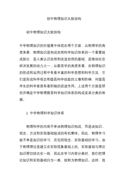 初中物理知识大致结构