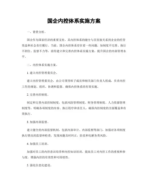 国企内控体系实施方案