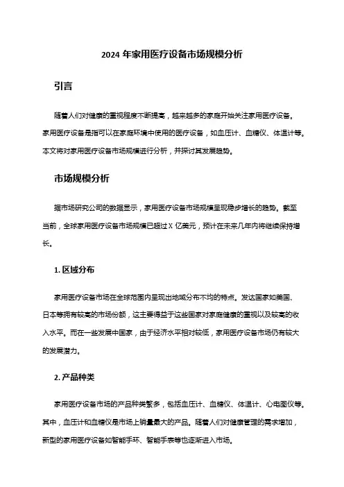 2024年家用医疗设备市场规模分析