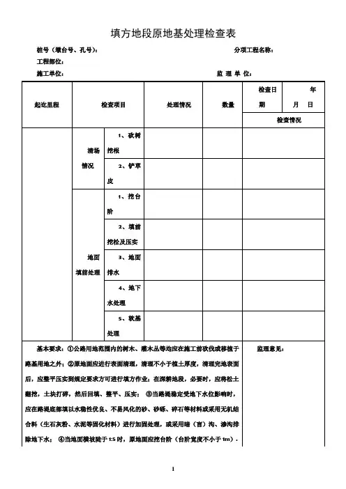 公路工程施工各项检查表