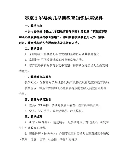 零至3岁婴幼儿早期教育知识讲座课件