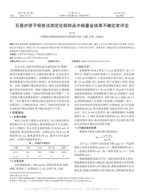 石墨炉原子吸收法测定化探样品中痕量金结果不确定度评定