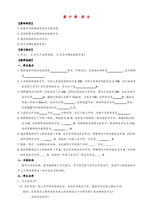 人教版八年级物理下册第十章浮力教案 (2)