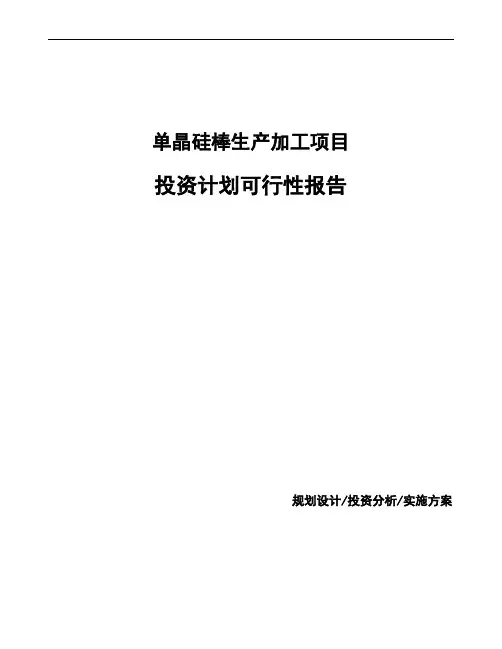 单晶硅棒生产加工项目投资计划可行性报告