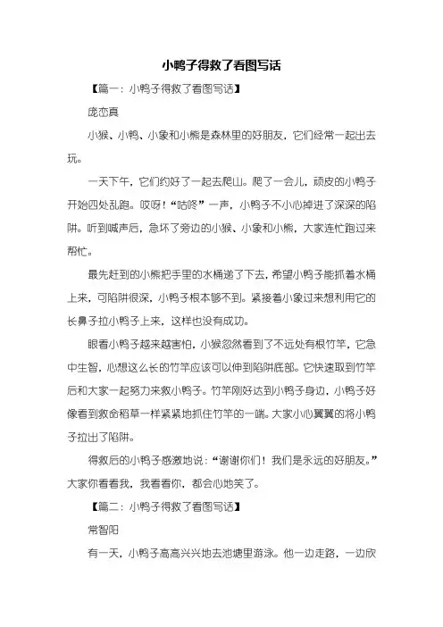 二年级作文：小鸭子得救了看图写话