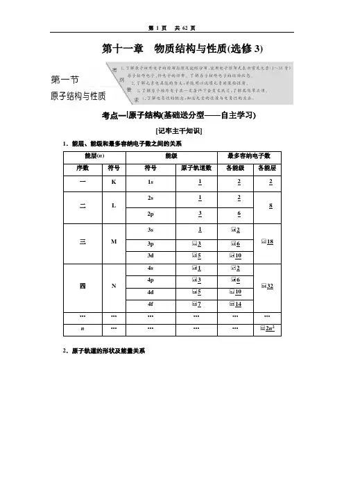 第十一章物质结构与性质(选修3)讲解