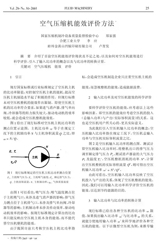 空气压缩机能效评价方法