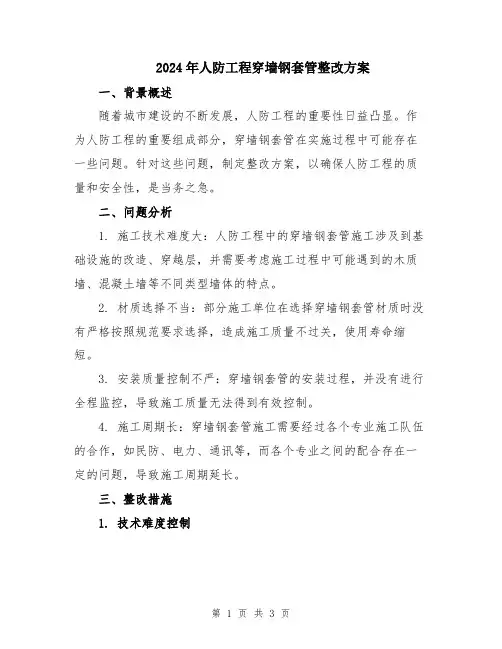 2024年人防工程穿墙钢套管整改方案