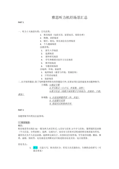 最全雅思听力机经场景汇总