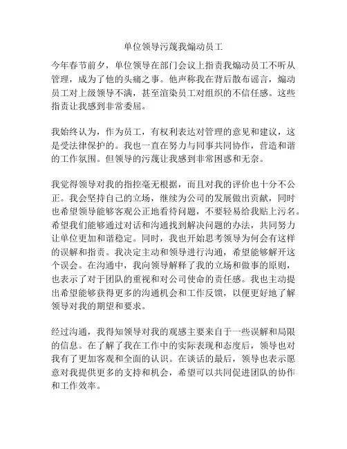 单位领导污蔑我煽动员工