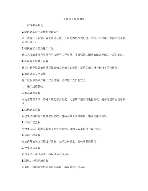 工程施工验收明细