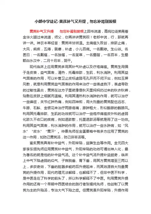 小郎中学徒记-黄芪补气又升提，勿忘补肾别拔根