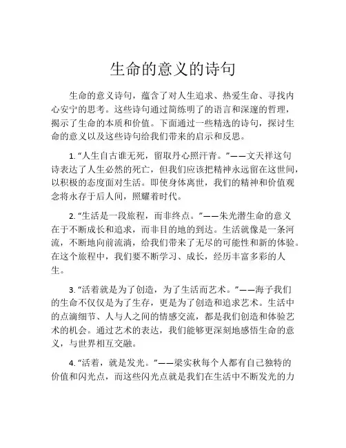 生命的意义的诗句