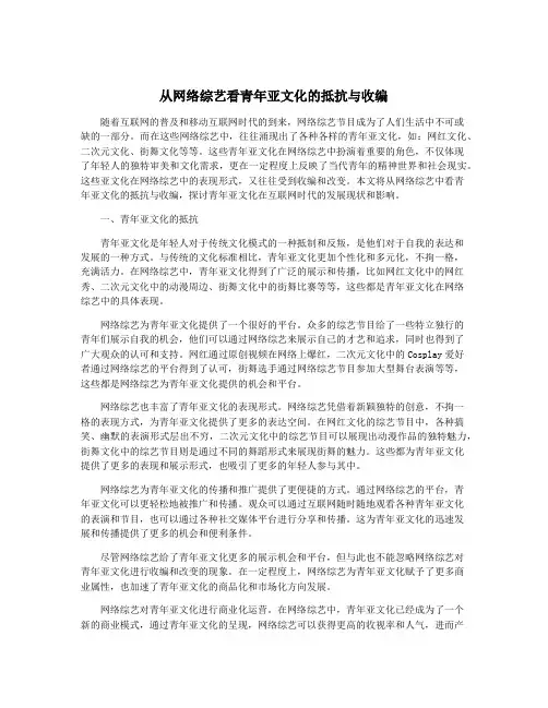 从网络综艺看青年亚文化的抵抗与收编