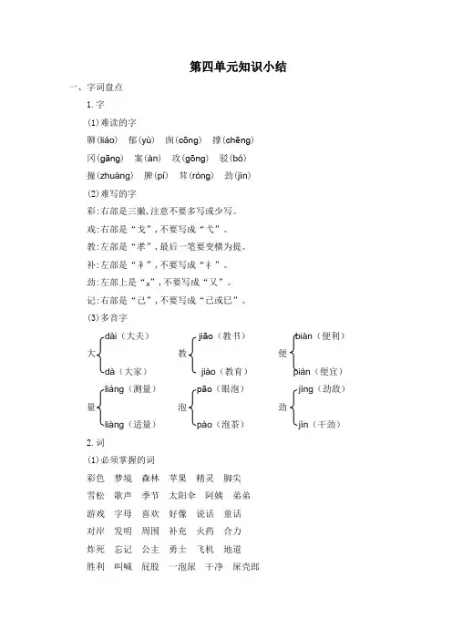 部编版二年级语文下册第四单元知识小结