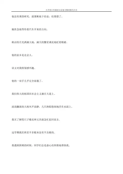 小升初六年级语文总复习修改病句大全10