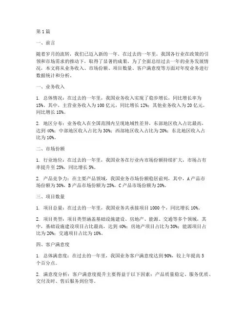 年度业务总结数据统计(3篇)