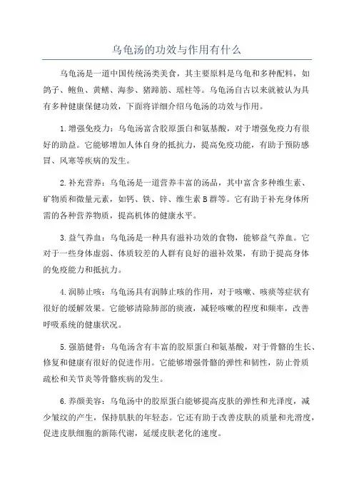 乌龟汤的功效与作用有什么